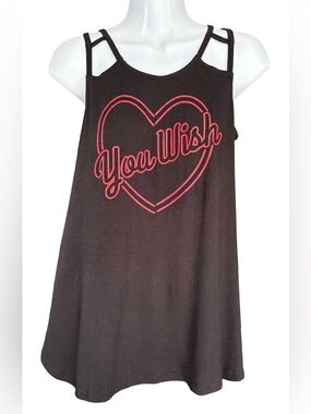 Hot Topic Black Tank Top with Red Heart "You Wish"